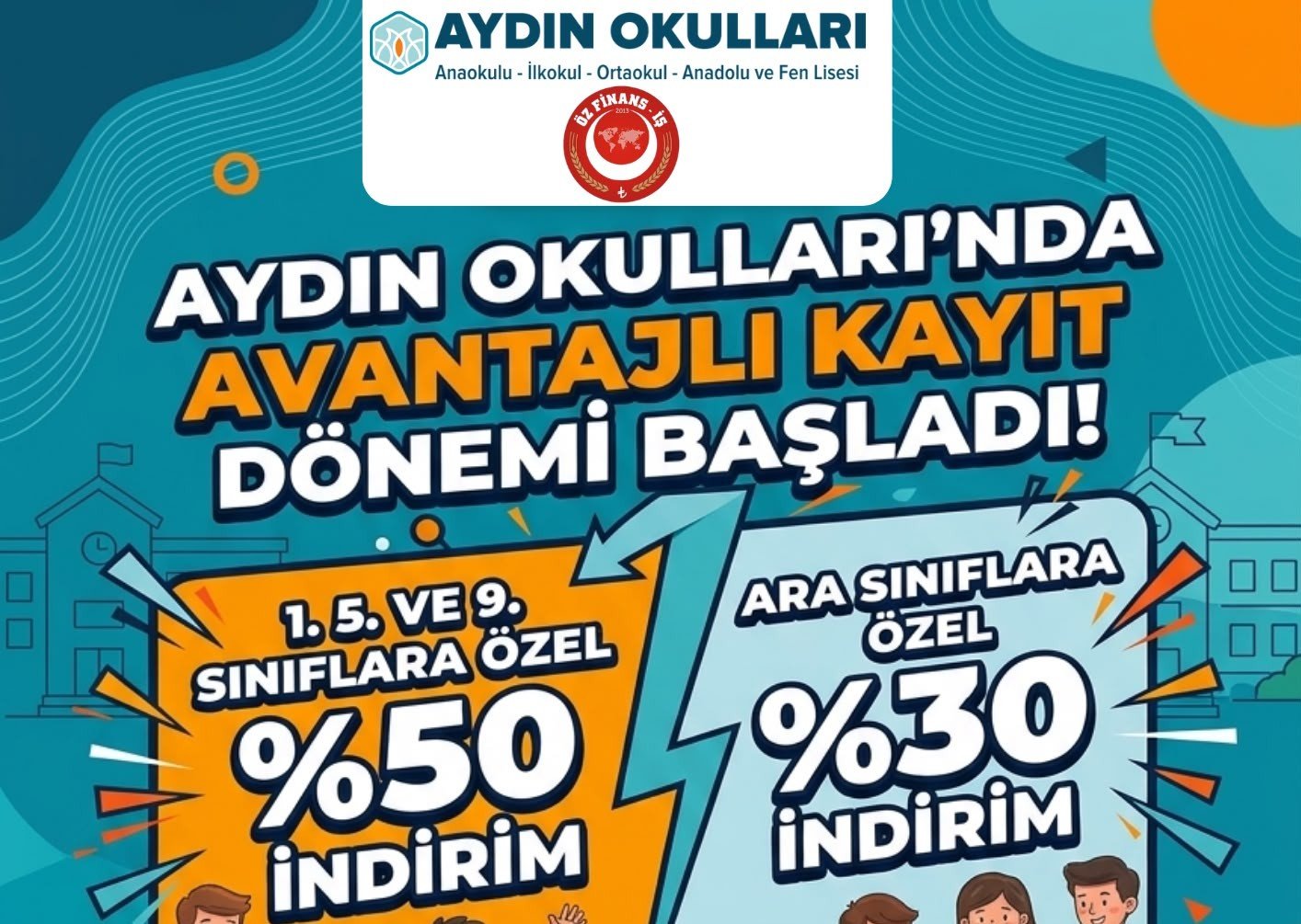 BURSA AYDIN OKULLARI ÜYELERİMİZE ÖZEL YÜZDE 50'YE VARAN İNDİRİM